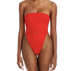 Joues de Sable sz L swimsuit Amanda red Cutout Strapless One Piece NWT New